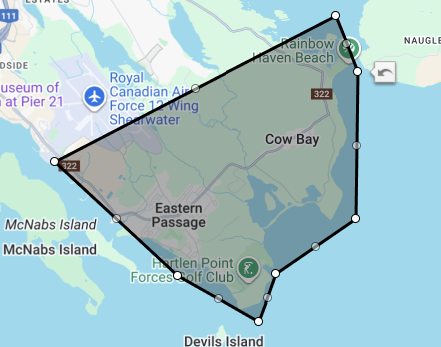 Eastern Passage, Cow Bay Nova Scotia map