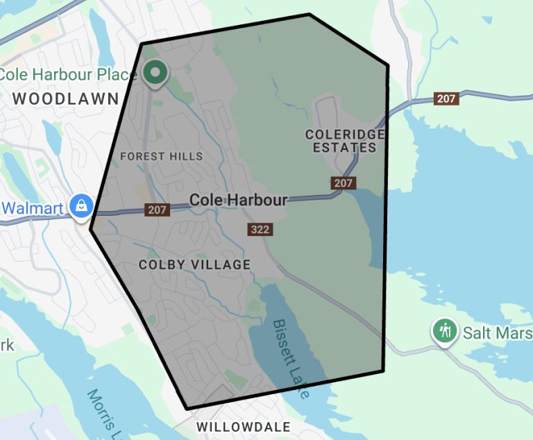Cole Harbour, Forest Hills and Colby Village Nova Scotia map